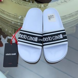 White Roberto Cavalli slides